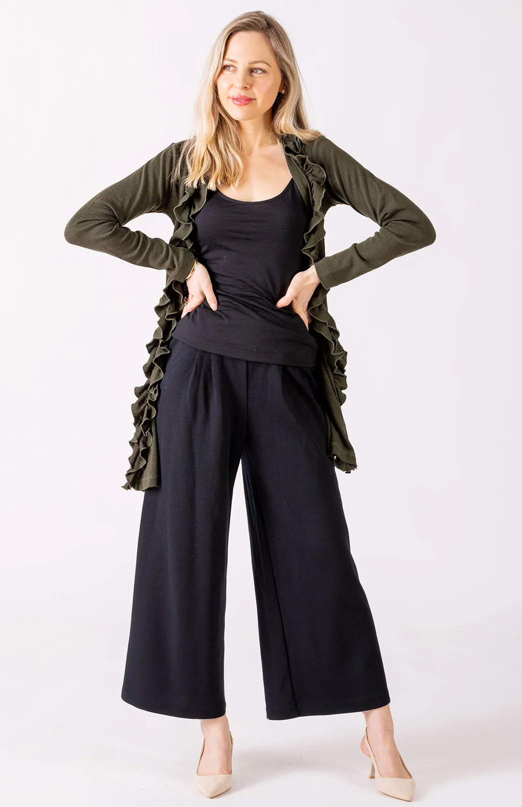 Wide Leg Crop Pants - Ponte