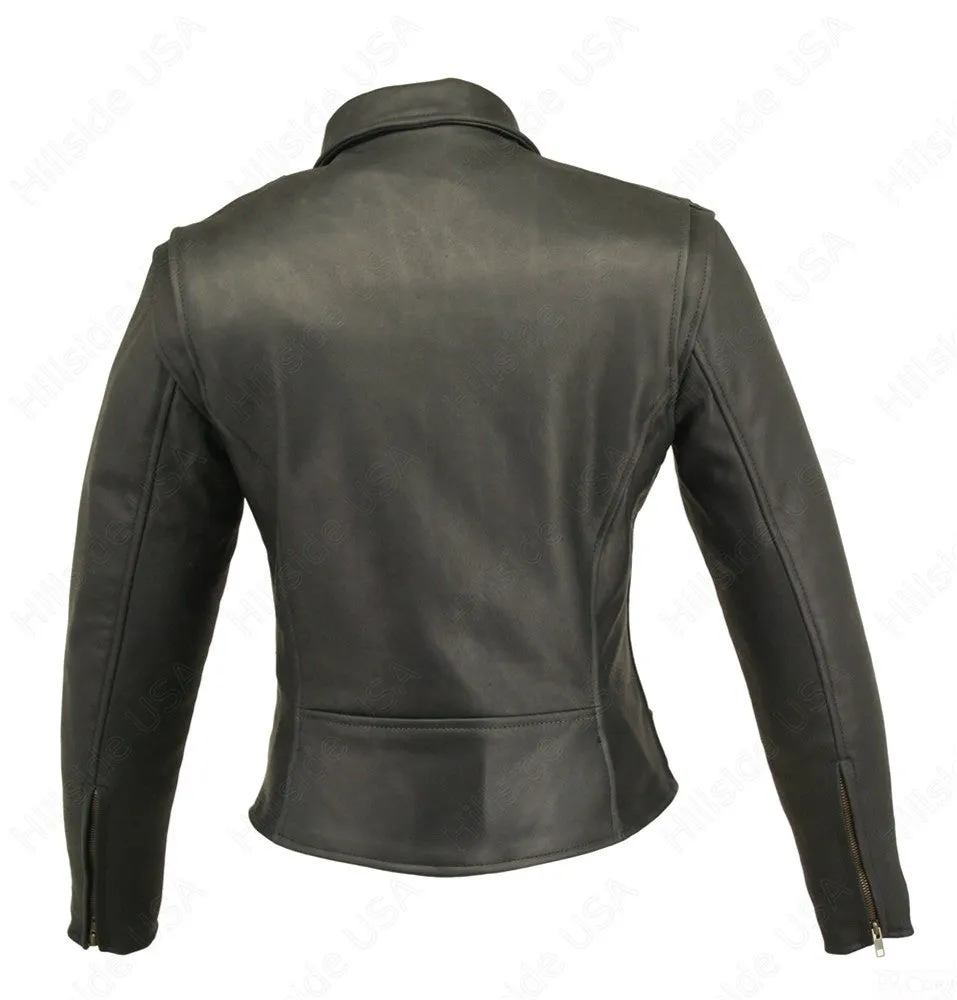 Womens Made in USA Naked Leather Classic Belted Motorcycle Jacket